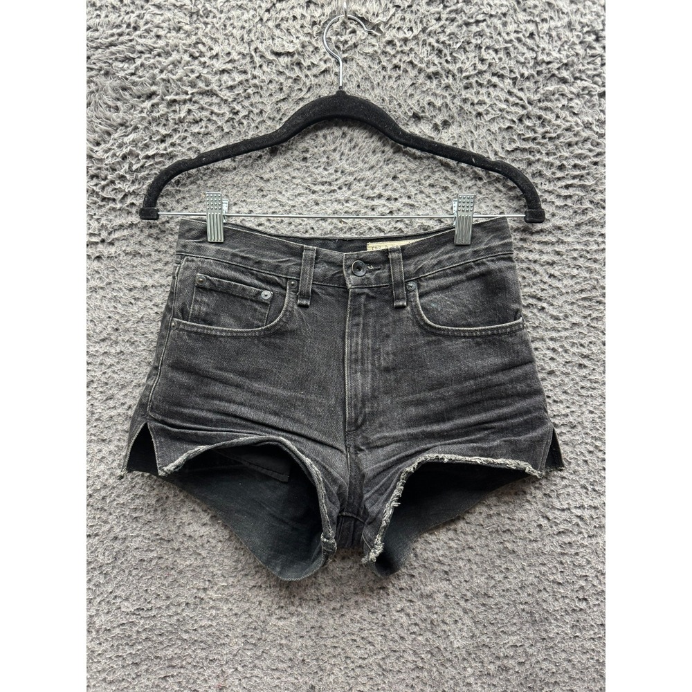 Rag & Bone High-Waist Raw Hem Denim Cut-Off Shorts Washed Black Womens Size 24